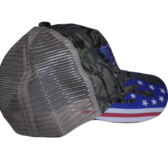 U.S.A. Flag / Eagle Hat, Beige Mesh, Embroidery Front, Printed Bill, Snapback - Picture 2 of 4